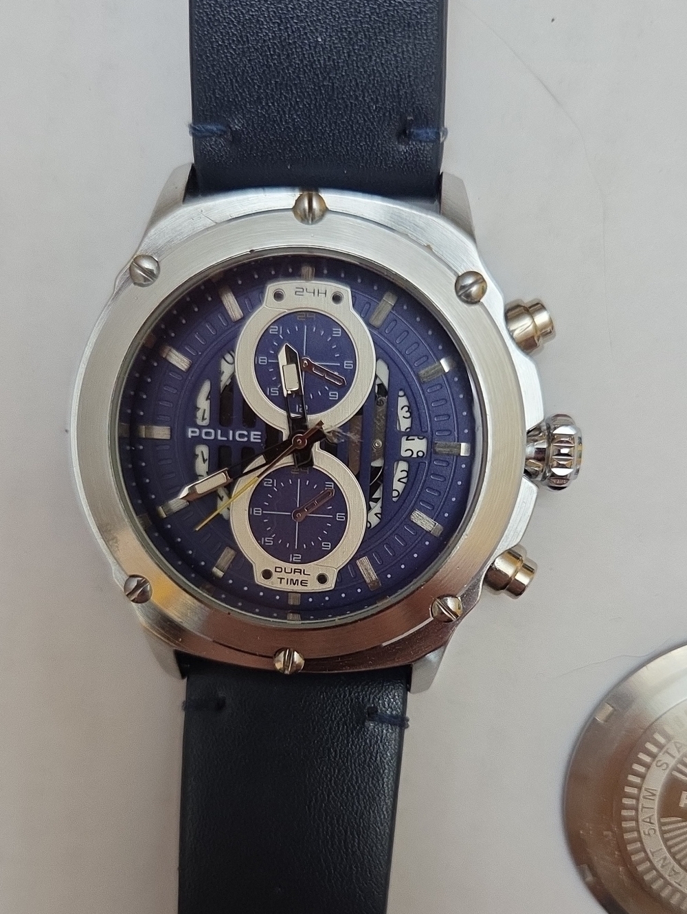 Police Blue and Silver Dual-Time Chronograph Men's Watch